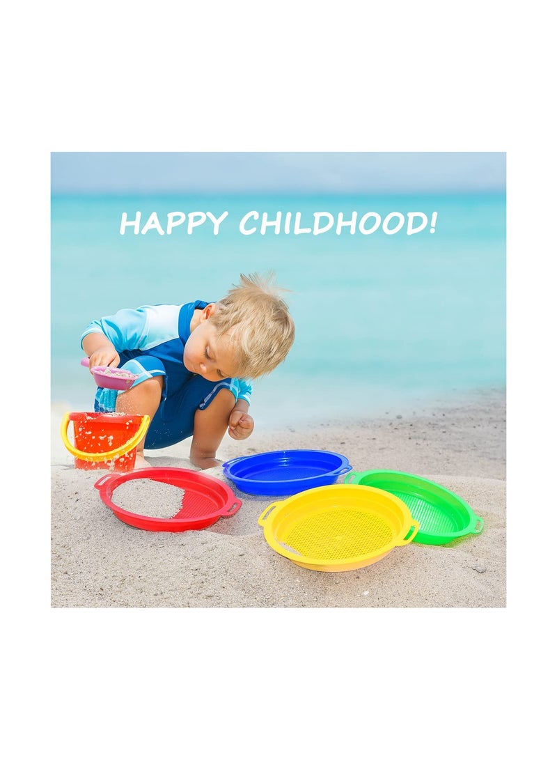Beach Sand Sifter, Plastic Beach Toys Sifter for Children Backyard Park Seashell Collecting Tools, 4Pcs - Image 3